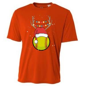 Christmas Softball Player Santa Claus Xmas Day Sport Gift Cooling Performance Crew T-Shirt