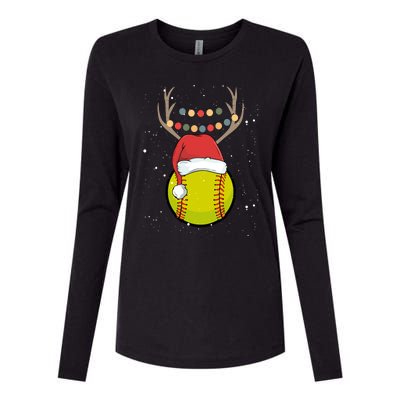 Christmas Softball Player Santa Claus Xmas Day Sport Gift Womens Cotton Relaxed Long Sleeve T-Shirt