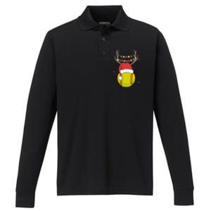 Christmas Softball Player Santa Claus Xmas Day Sport Gift Performance Long Sleeve Polo