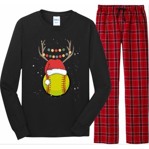 Christmas Softball Player Santa Claus Xmas Day Sport Gift Long Sleeve Pajama Set