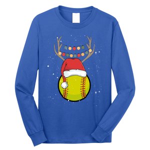 Christmas Softball Player Santa Claus Xmas Day Sport Gift Long Sleeve Shirt