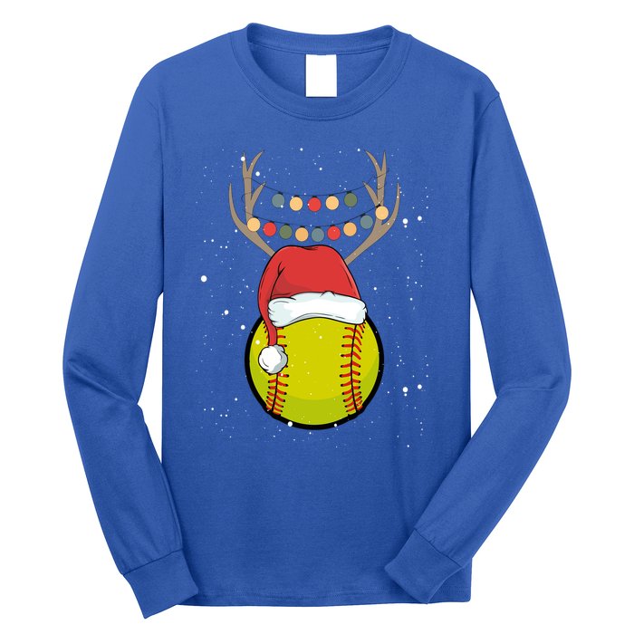 Christmas Softball Player Santa Claus Xmas Day Sport Gift Long Sleeve Shirt