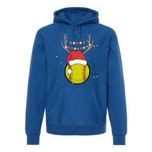 Christmas Softball Player Santa Claus Xmas Day Sport Gift Premium Hoodie