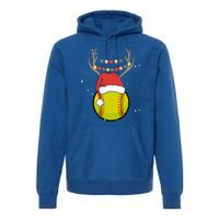 Christmas Softball Player Santa Claus Xmas Day Sport Gift Premium Hoodie