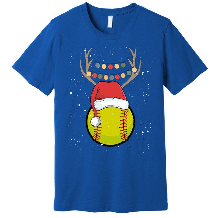 Christmas Softball Player Santa Claus Xmas Day Sport Gift Premium T-Shirt