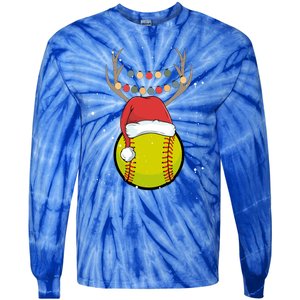 Christmas Softball Player Santa Claus Xmas Day Sport Gift Tie-Dye Long Sleeve Shirt