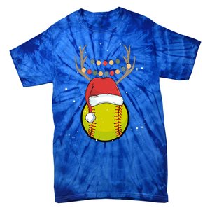 Christmas Softball Player Santa Claus Xmas Day Sport Gift Tie-Dye T-Shirt