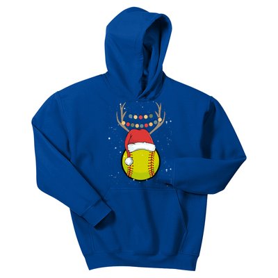 Christmas Softball Player Santa Claus Xmas Day Sport Gift Kids Hoodie