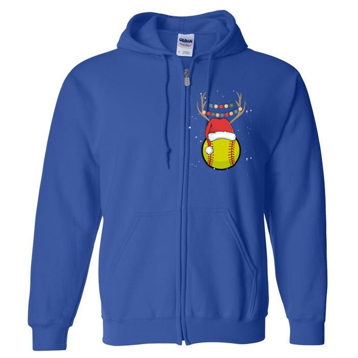 Christmas Softball Player Santa Claus Xmas Day Sport Gift Full Zip Hoodie