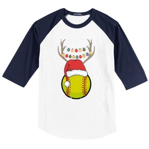 Christmas Softball Player Santa Claus Xmas Day Sport Gift Baseball Sleeve Shirt