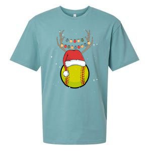 Christmas Softball Player Santa Claus Xmas Day Sport Gift Sueded Cloud Jersey T-Shirt