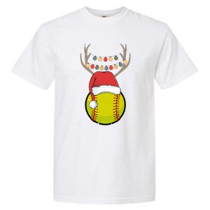 Christmas Softball Player Santa Claus Xmas Day Sport Gift Garment-Dyed Heavyweight T-Shirt