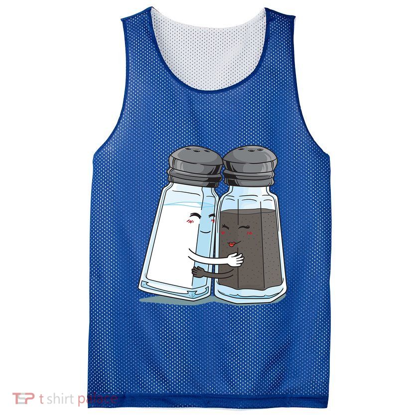 Cute Salt Pepper Shaker Hugs Funny Gift Mesh Reversible Basketball Jersey Tank