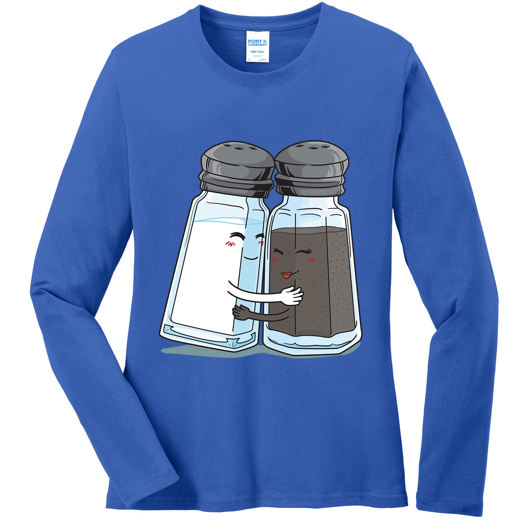 Cute Salt Pepper Shaker Hugs Funny Gift Ladies Long Sleeve Shirt