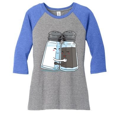 Cute Salt Pepper Shaker Hugs Funny Gift Women's Tri-Blend 3/4-Sleeve Raglan Shirt