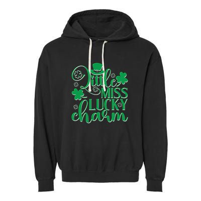 Cute St Patricks Day Little Miss Lucky Charm Garment-Dyed Fleece Hoodie
