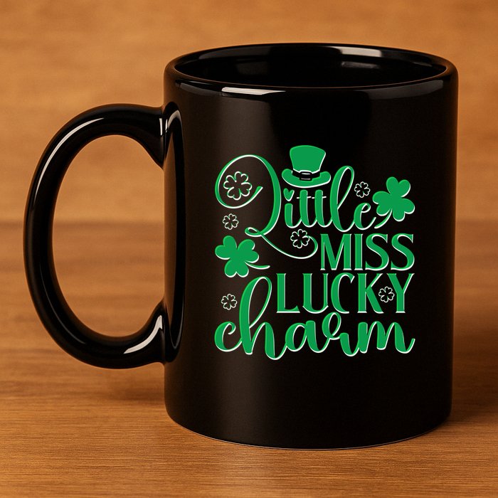 Cute St Patricks Day Little Miss Lucky Charm 11oz C Handle Ceramic Mug