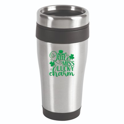 Cute St Patricks Day Little Miss Lucky Charm 16oz Travel Tumbler