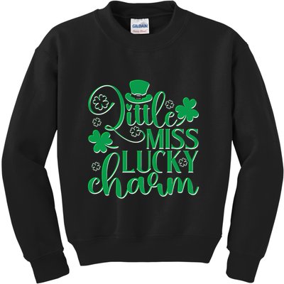 Cute St Patricks Day Little Miss Lucky Charm Kids Sweatshirt