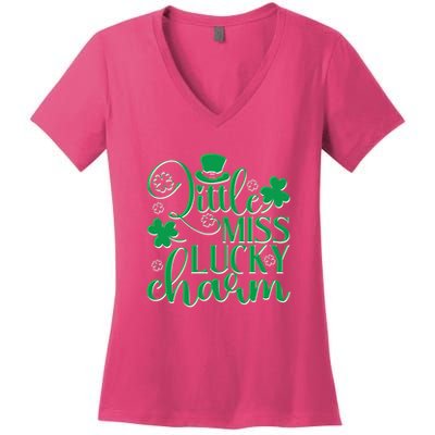 Cute St Patricks Day Little Miss Lucky Charm Women's V-Neck T-Shirt