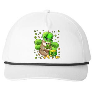 Cute Sloth Patrick's Day Sloth Shamrock Lucky Sloth Lover Saint Patrick's Day Snapback Five-Panel Rope Hat