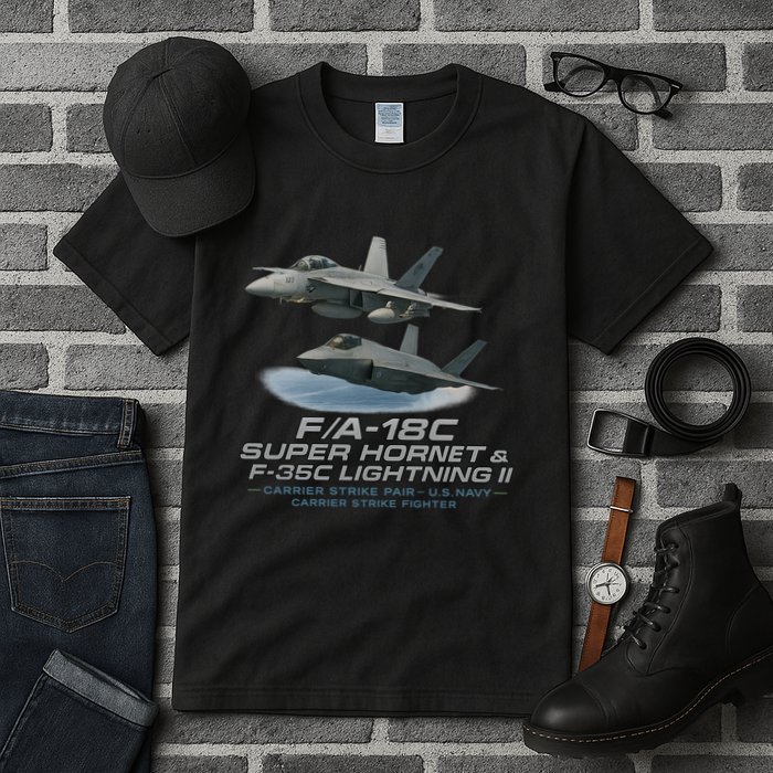 Carrier Strike Pair – F/A-18F & F-35C Tall T-Shirt