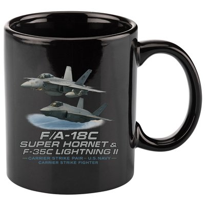 Carrier Strike Pair – F/A-18F & F-35C 11oz C Handle Ceramic Mug