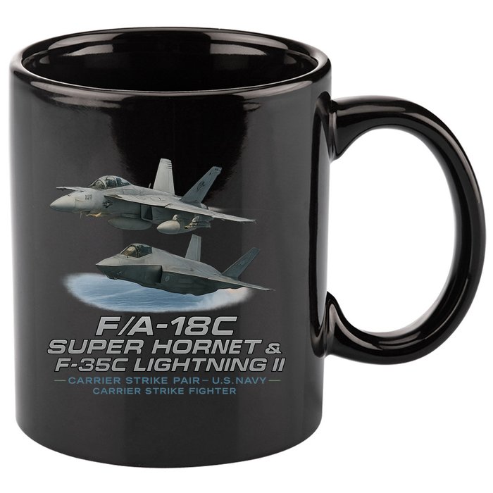 Carrier Strike Pair – F/A-18F & F-35C 11oz C Handle Ceramic Mug
