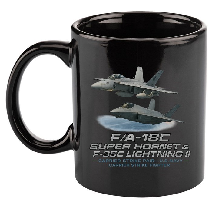 Carrier Strike Pair – F/A-18F & F-35C 11oz C Handle Ceramic Mug