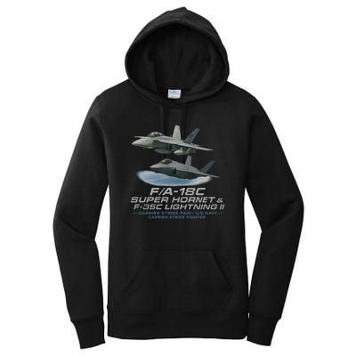 Carrier Strike Pair – F/A-18F & F-35C Women's Pullover Hoodie