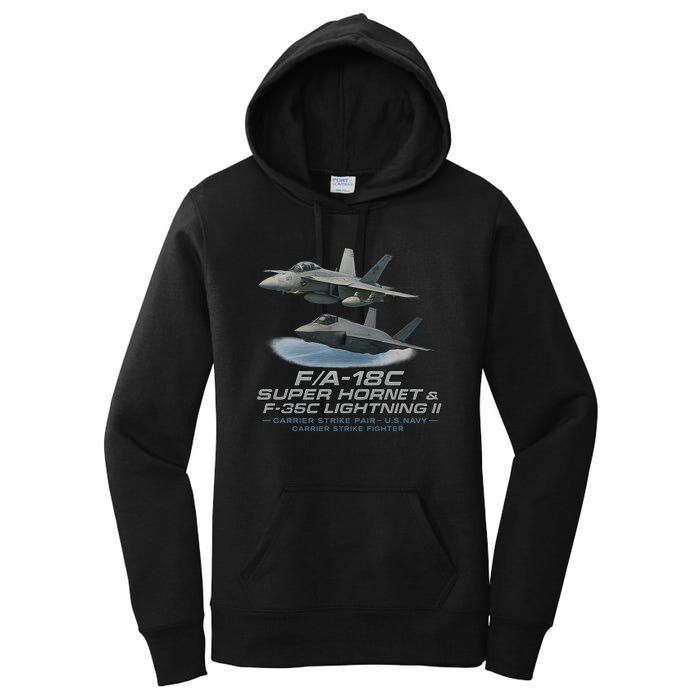 Carrier Strike Pair – F/A-18F & F-35C Women's Pullover Hoodie