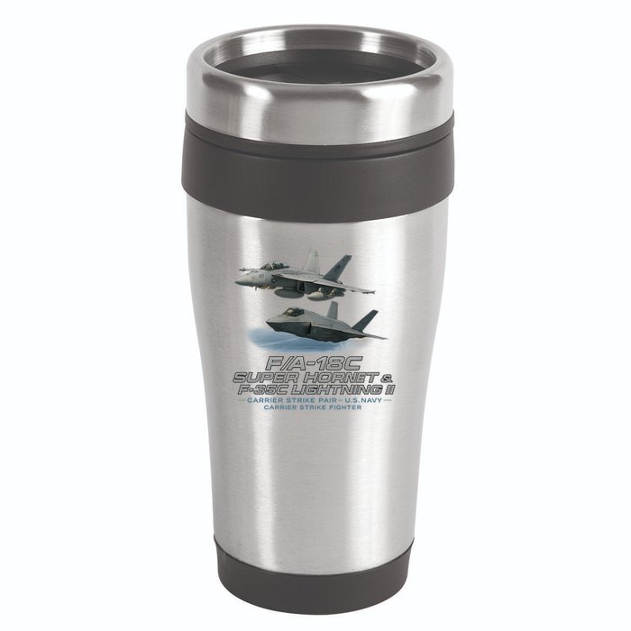 Carrier Strike Pair – F/A-18F & F-35C 16oz Travel Tumbler