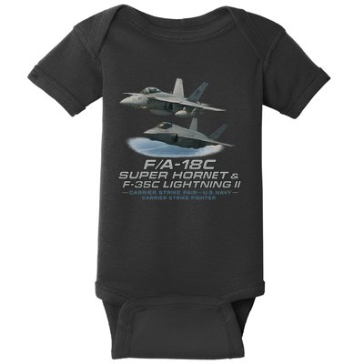 Carrier Strike Pair – F/A-18F & F-35C Baby Bodysuit