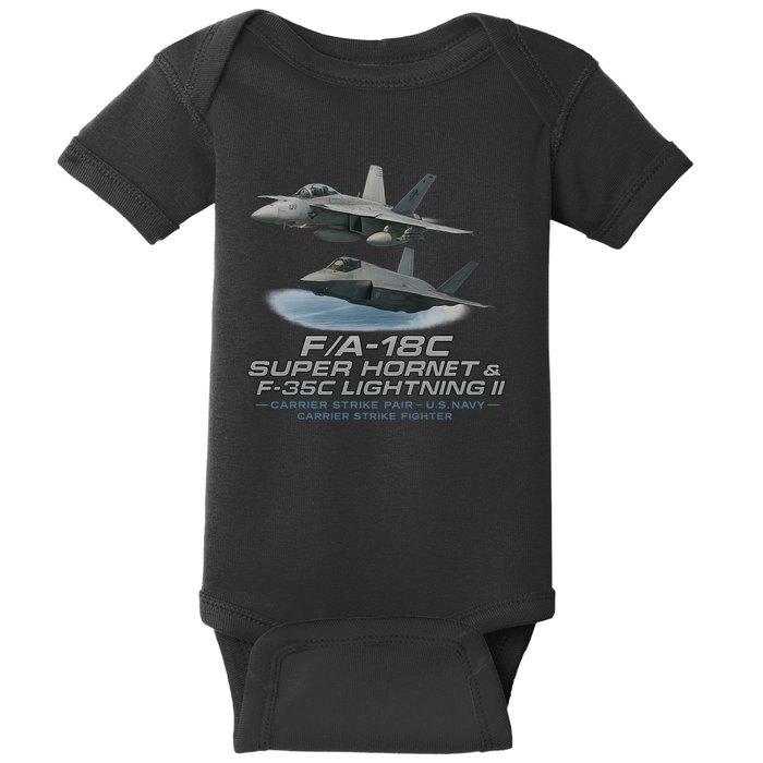 Carrier Strike Pair – F/A-18F & F-35C Baby Bodysuit