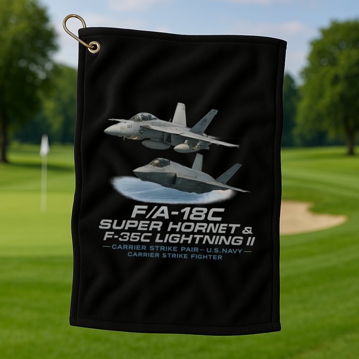 Carrier Strike Pair – F/A-18F & F-35C Golf Towel