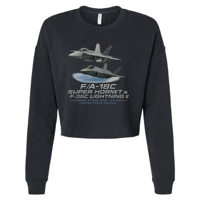 Carrier Strike Pair – F/A-18F & F-35C Cropped Pullover Crew