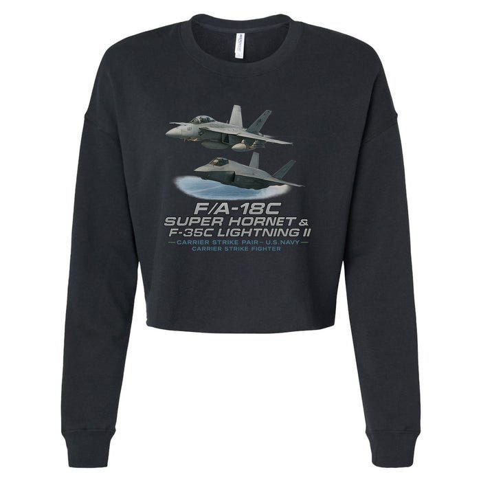 Carrier Strike Pair – F/A-18F & F-35C Cropped Pullover Crew