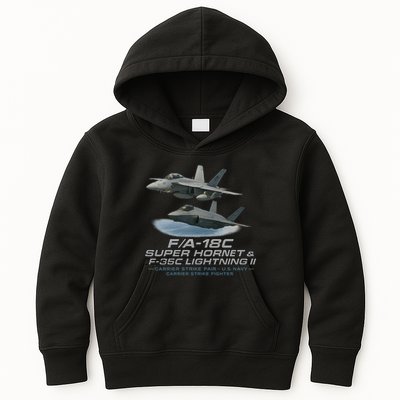 Carrier Strike Pair – F/A-18F & F-35C Kids Hoodie
