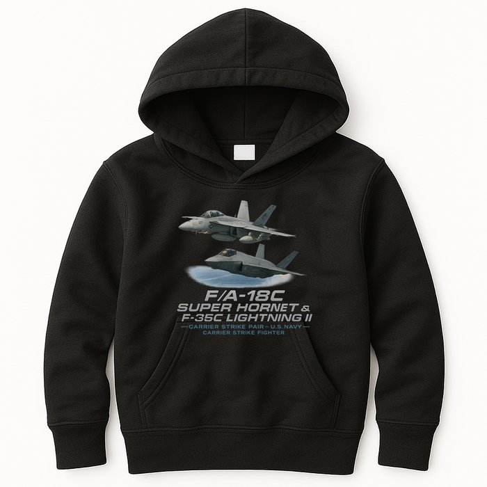 Carrier Strike Pair – F/A-18F & F-35C Kids Hoodie