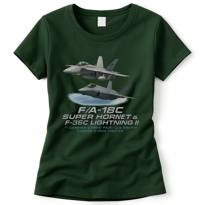 Carrier Strike Pair – F/A-18F & F-35C Womens T-Shirt