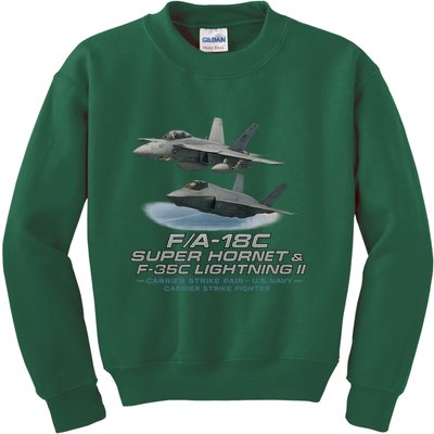 Carrier Strike Pair – F/A-18F & F-35C Kids Sweatshirt