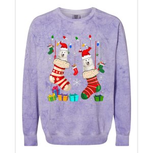 Christmas Socks Pajama Samoyed Dog Puppy Lover Colorblast Crewneck Sweatshirt