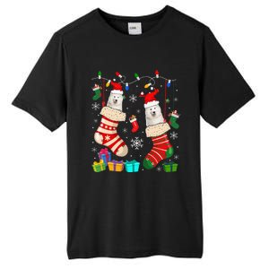 Christmas Socks Pajama Samoyed Dog Puppy Lover Tall Fusion ChromaSoft Performance T-Shirt