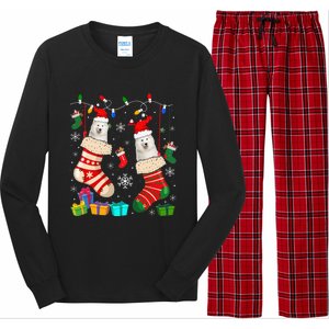 Christmas Socks Pajama Samoyed Dog Puppy Lover Long Sleeve Pajama Set