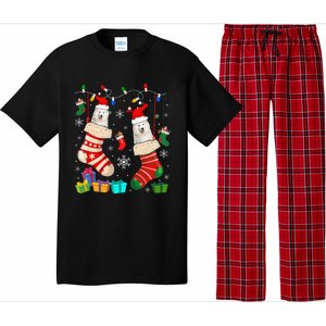 Christmas Socks Pajama Samoyed Dog Puppy Lover Pajama Set