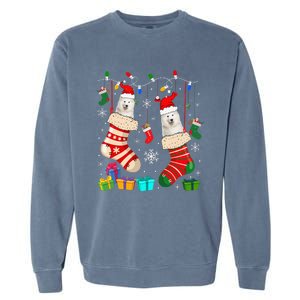 Christmas Socks Pajama Samoyed Dog Puppy Lover Garment-Dyed Sweatshirt