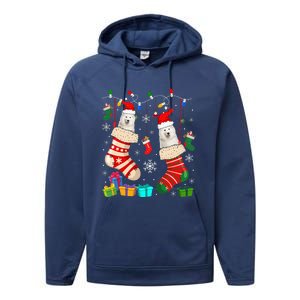 Christmas Socks Pajama Samoyed Dog Puppy Lover Performance Fleece Hoodie