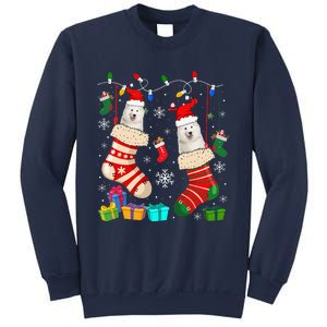 Christmas Socks Pajama Samoyed Dog Puppy Lover Sweatshirt