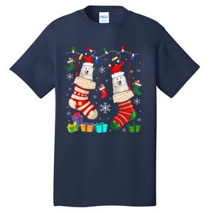 Christmas Socks Pajama Samoyed Dog Puppy Lover Tall T-Shirt