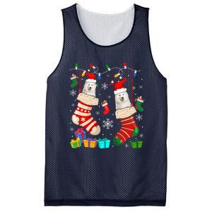 Christmas Socks Pajama Samoyed Dog Puppy Lover Mesh Reversible Basketball Jersey Tank